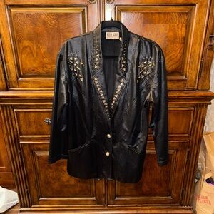 Vintage City Girl Black Studded Blazer Jacket